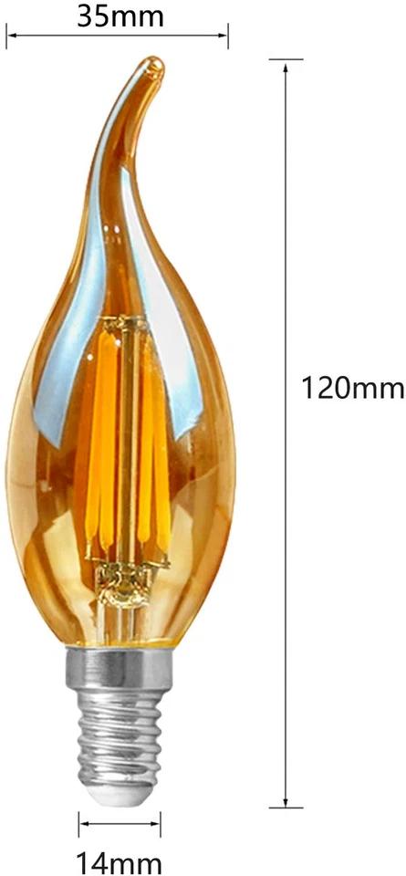 E14 LED Lampe Filament  Kerze Vintage 4W Birne Leuchtmittel Glühbirne - Bild 3 von 4