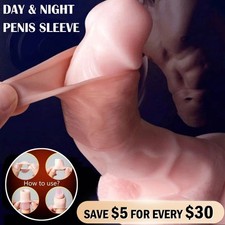 Penis Cock Ring Sleeve Enhancer Extender Foreskin Adult Sex Toy for-Men Couple