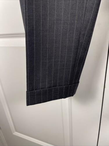 Ralph Lauren 44L | 38x32 Gray Wool Pinstripe 2Pc Suit Pleated Cuffed Pants - Picture 8 of 10