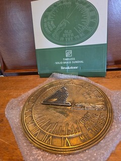 Vintage 11" Solid Brass Brookstone Father Time Sundial Garden Statue Decoration