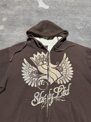 Vintage Shady LTD Full Zip Sherpa Lined Black Hoodie Men's Size XL