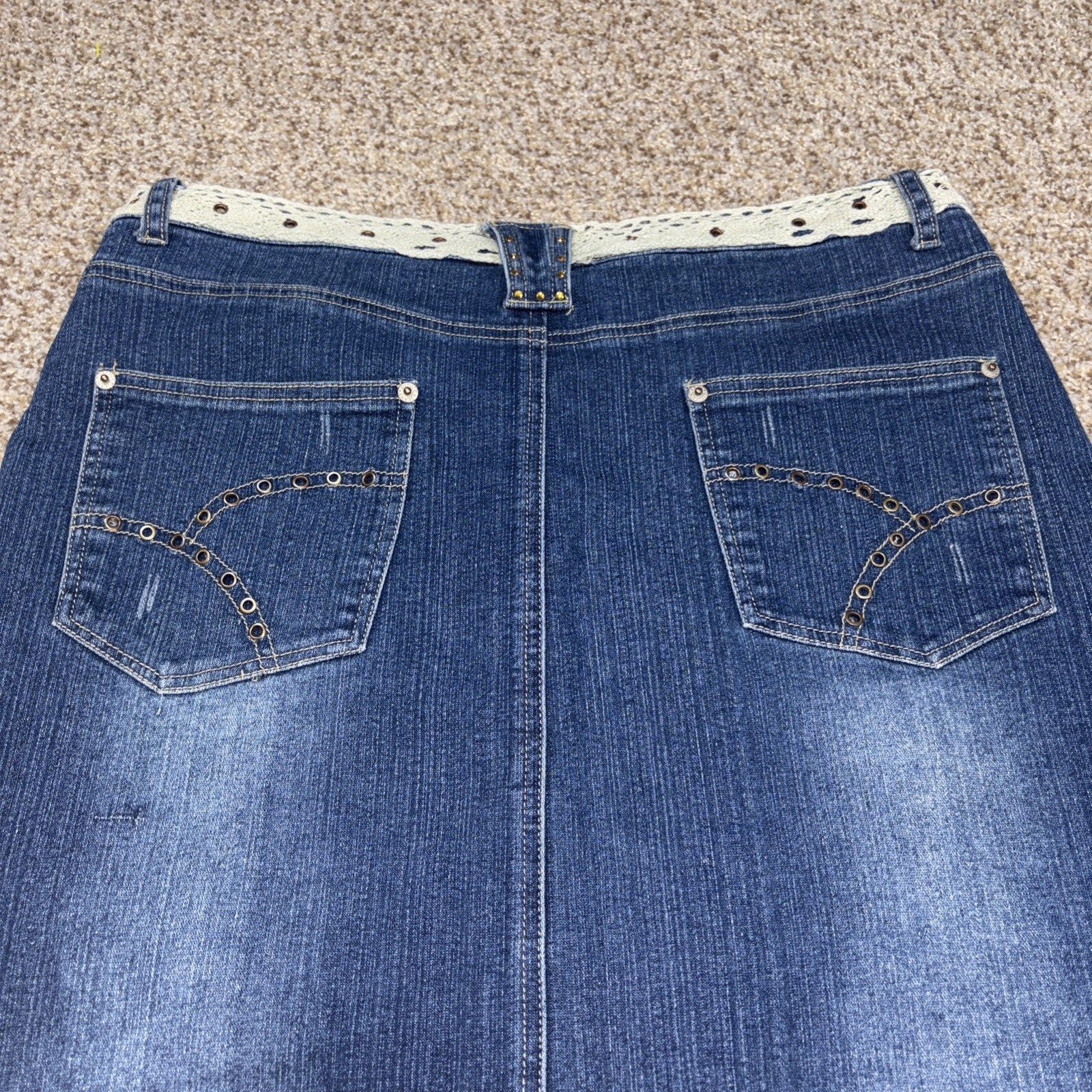 Defuze Jeans Women's Denim Midi Skirt Size 11/12 Y2K Waist 34 - View 10