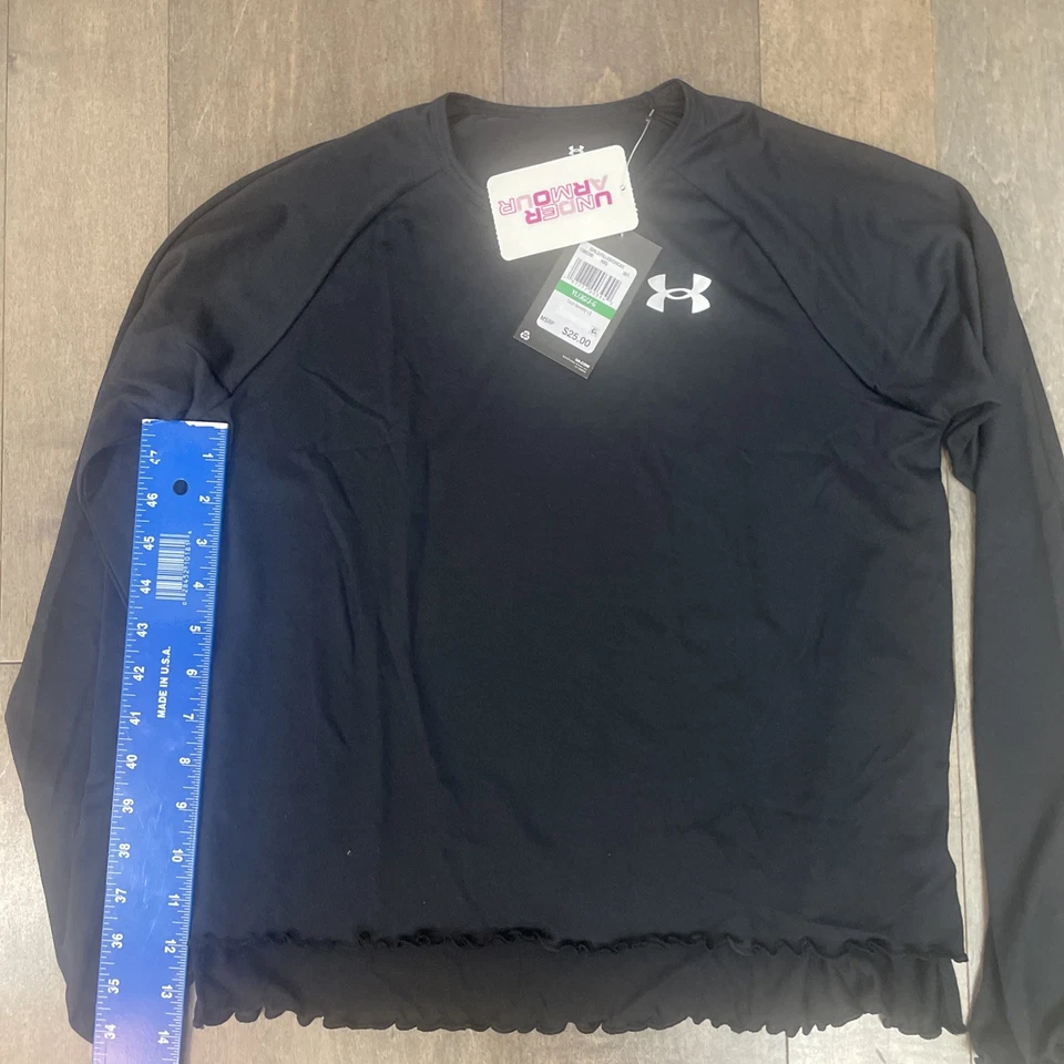 Lot of 2 Under Armour Girls YL NWT LS Purple Coldgear/Black Tech Lace/ BEST LOT - Image 4 of 4