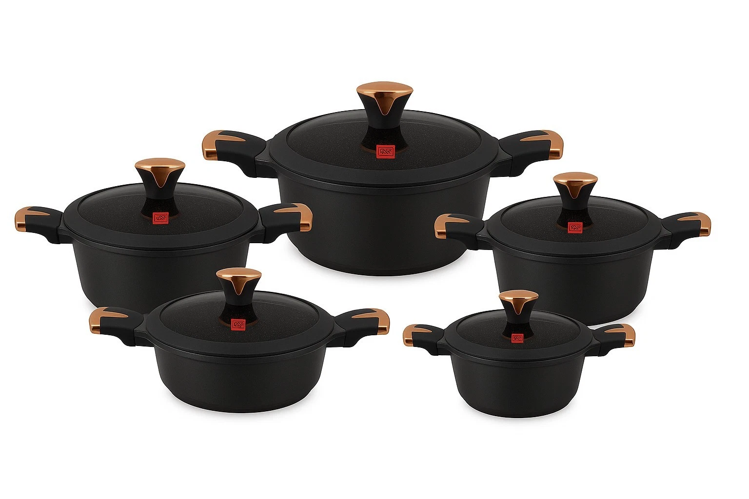 10 Piece UCC LIFE Granite Cooking Pots Non-stick Cookware Sets With Glass Lids