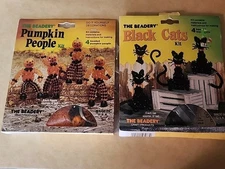 The Beadery BLACK CATS Bead Beading Halloween Ornament Kit Punpkin People Set 