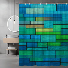 Colorful Blue and Green Shower Curtain for Bathroom Decor