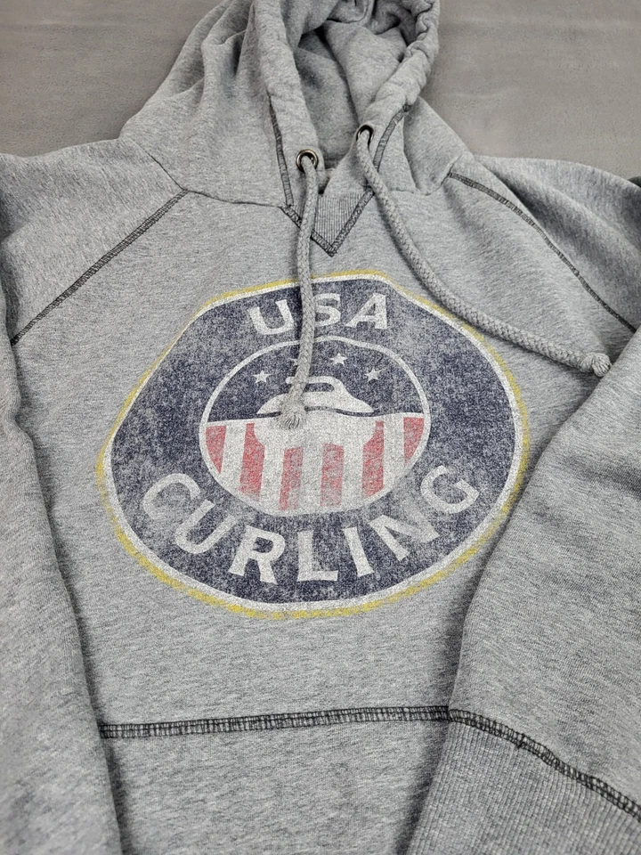 Azul 84 EE. UU. Sudadera Curling Para Hombres XL Gris Peso Medio Cordón Sudadera con Capucha Bolsa Foto 2 de 4