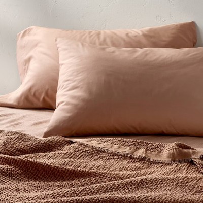 King 400 Thread Count Percale Pillowcases Light Adobe Clay - Casaluna