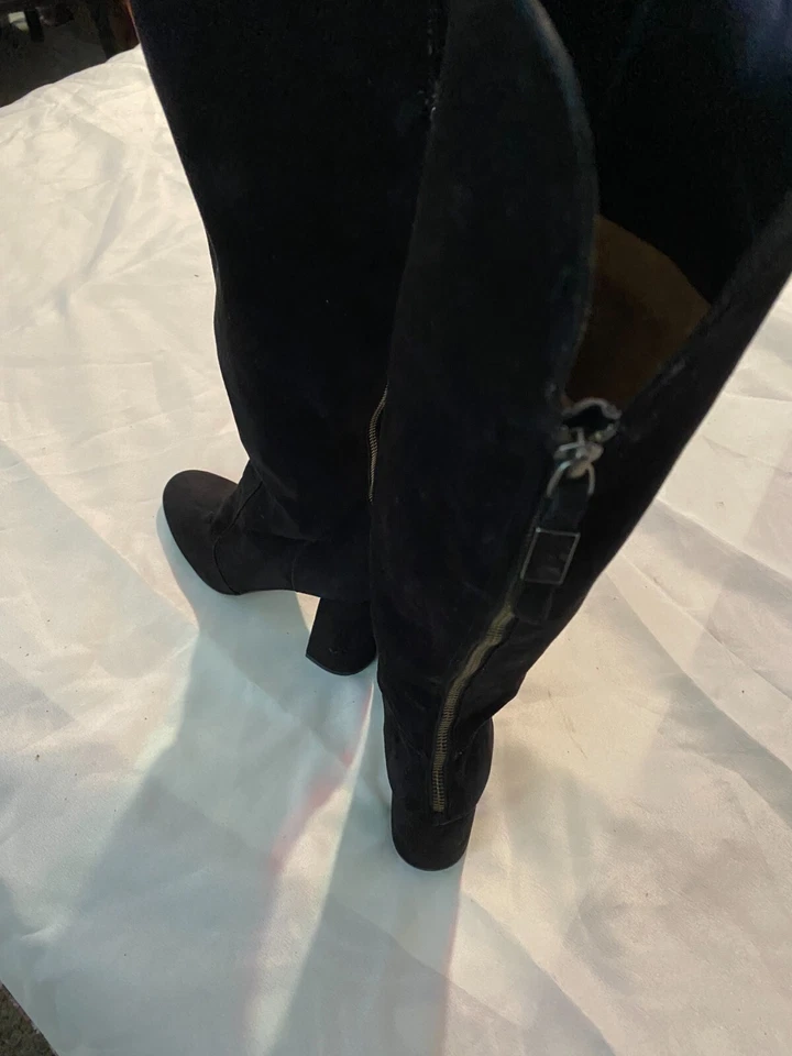 Ivanka Trump Black Suede Over the Knee Boot. Inside black zipper - Image 2 of 4