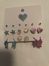New The Children  s Place Girls Teens Set of 9 Pairs of Earrings Beach Theme