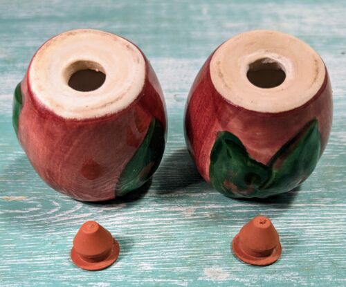 Apple Salt & Pepper Shakers with Stoppers Vintage Franciscan Cottagecore - Picture 3 of 9