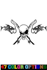 Vinyl Decal Sticker Car Truck Laptop - Horror Zombie Hunting Fishing Skull