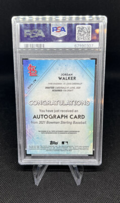 JORDAN WALKER 2021 BOWMAN AUTO PSA9 RC Jordan Walker Baseball