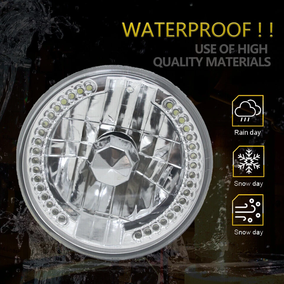 Par de faros de luz blanca LED de 7 pulgadas para Jeep Wrangler 1976-2017 Foto 2 de 4