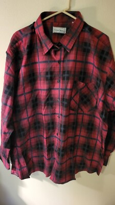 Open Trails Mens Flannel Shirt L Sleeve 3X NWOT 1 Pocket Red Plaid 32 L 30 Acros