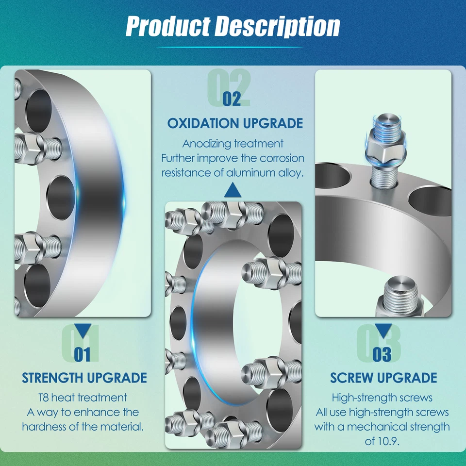 4 шт колесных распорок 2 дюйма 8x6,5 9/16 дюйма x18 для Ford F-250 F-350 Dodge Ram 2500 3500 - Изображение 3 из 4