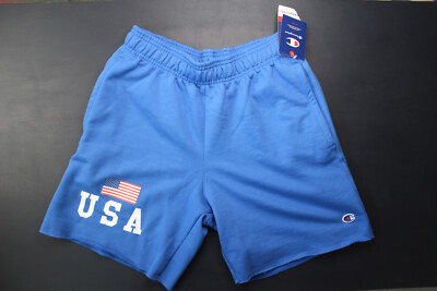 H.E.Arts Design USA FLag logo custom print Mens Champion 7'' sweat shorts size M