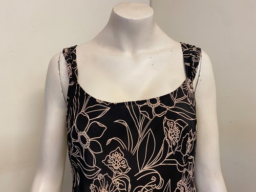 M&S Brown & Beige Floral Dress Sleeveless Flared Knee Length - Size 14 - NEW! - Picture 3 of 6