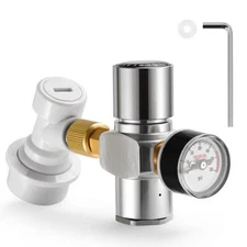Beer Keg Co2 Charger,0-60PSI Mini Co2 Regulator,Co2 Dispenser with Ball Lock