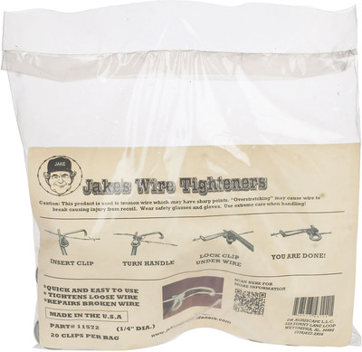 Jakes Wire Tighteners - Bag of 20 1/4'' Clips  Fix Fence - Fast Easy! Made in USA