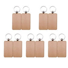 20 PACK DIY Rectangle Blank Wood Keychain Custom Key Tags Personalized Gift