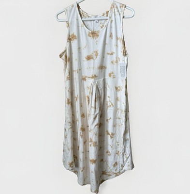Morgan Taylor Size Small Tan White Marble Sleeveless A Line Jersey Dress NWT