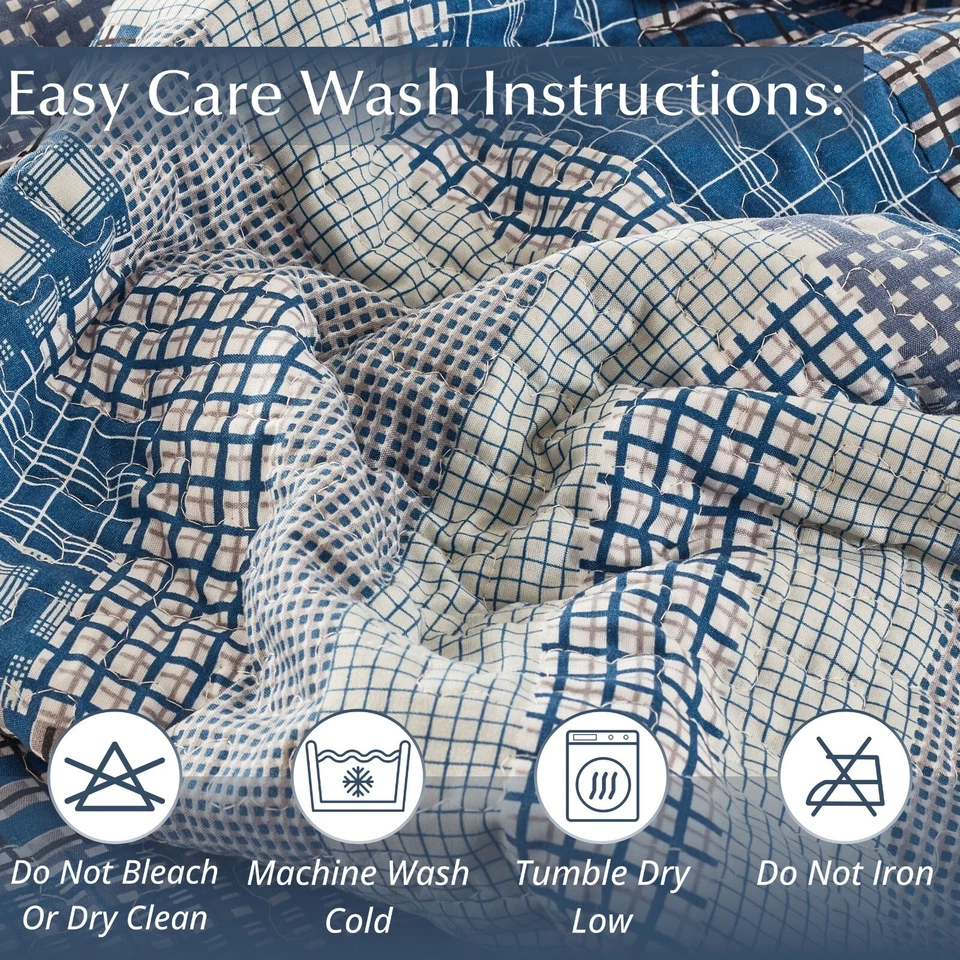 Virah Bella - Montana Cabin Blue - Lightweight Reversible Quilt Set - Image 3 of 4