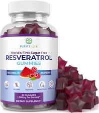 Purify Life Sugar-Free Resveratrol Gummies - Potent 1500mg Resveratrol Supple...