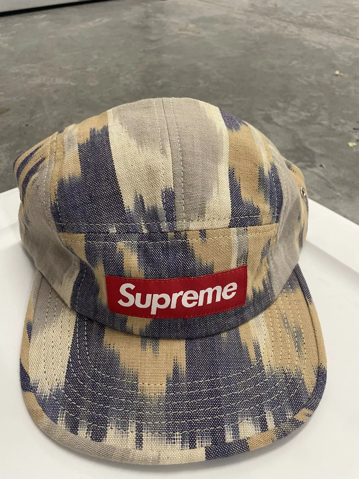 Casquette de camp logo DS Supreme Ikat Box SS12 vintage rare authentique USA 2012