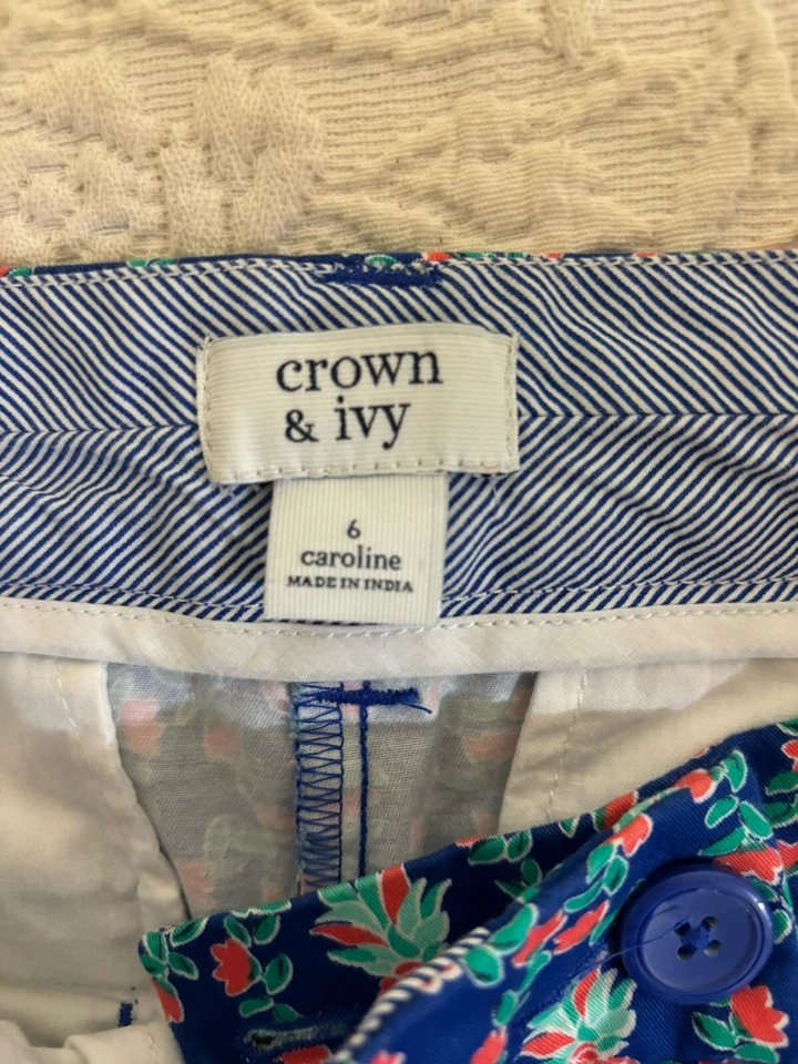 Pantalones Cortos Crown & Ivy Caroline Mujer Azul Marino Estampado Piña Talla 6 Foto 4 de 4