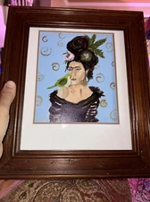 Painting of Frida Kahlo, Unsure Of Medium, 8”x10” Canvas In 13X15 Frame