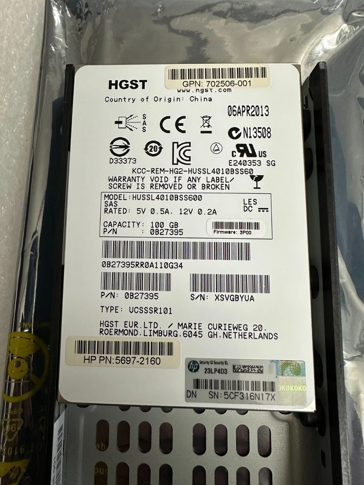 HP 100GB SAS 2.5”SSD 6GB 702506-001 5697-2160 with Caddy for 3PAR 7000 - Image 2 of 4