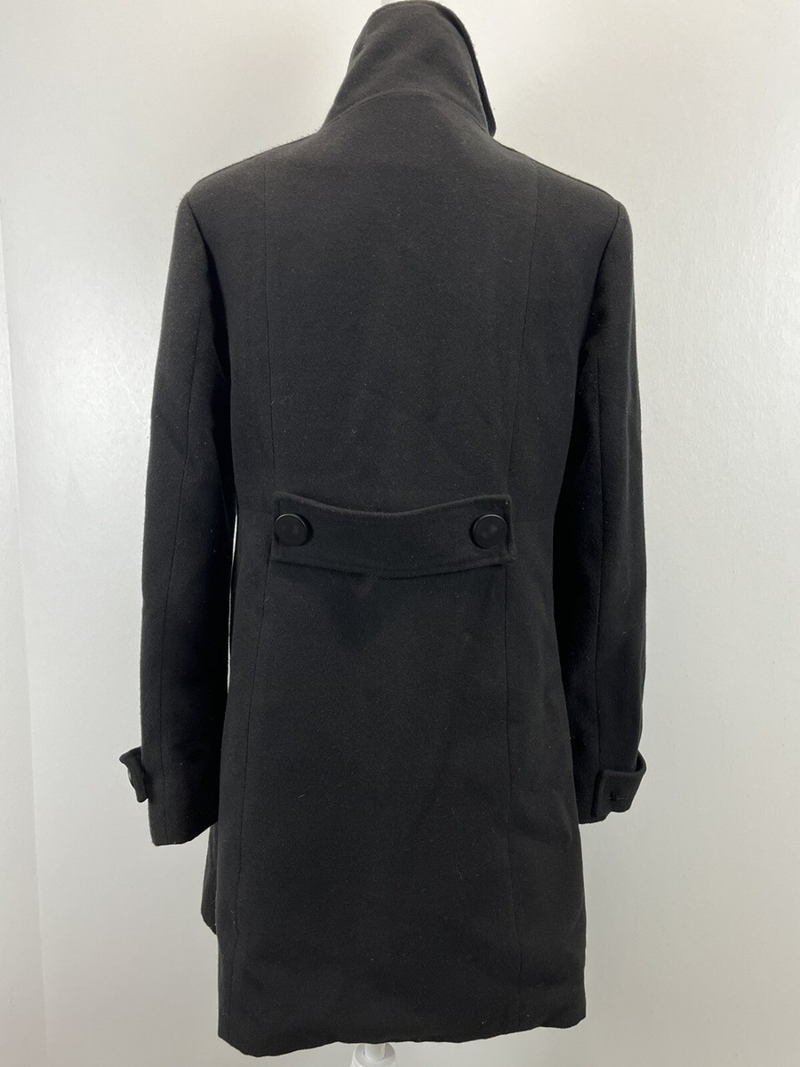 Womens Nordstrom Sashimi Black Coat Jacket Sz M GUC Double