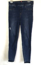 Spanx Size Medium Blue Jean Leggings Jeggings Skinny Stretch Distressed Raw Hem