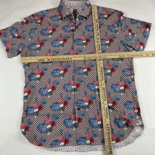 Luchiano Visconti Signature Collection Skull Shirt Mens L Geometric Short Sleeve - Picture 4 of 11