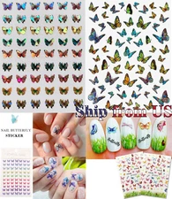 3D Butterfly Nail Sticker Art Decal Adhesive DIY Desgin Waterproof Manicure US