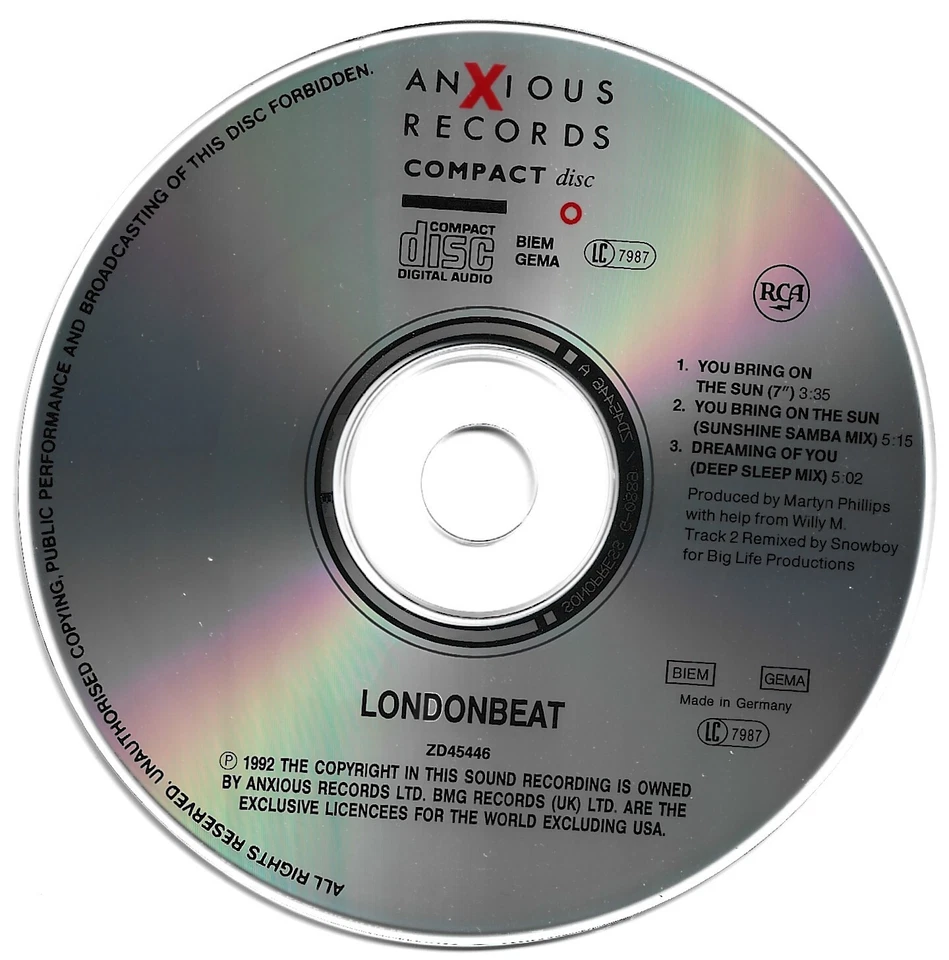 LONDONBEAT - YOU BRING ON THE SUN - SAMBA MIX - MCD 1992 - TOP 10 HIT GERMANY - Bild 2 von 2