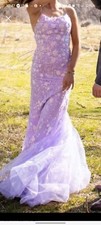 LILAC PURPLE SIZE 4 PROM DRESS, MERMAID, SEQUINS, LONG, SPAGHETTI STRAPS,