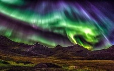 Landscape nature aurorae mountains sky starry night Custom Gaming Mat Desk