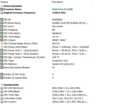 Intel Core i5-6400 SR2L7* 2,7GHz * Turbo 3,3GHz * CPU Sokel 1151 Prozessor