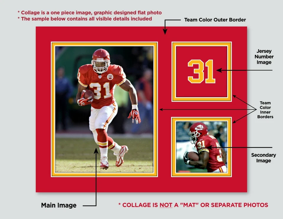 Impresión de collage de fotos de PRIEST HOLMES KANSAS CITY CHIEFS 8x10 11x14 o 16x20 Foto 2 de 3