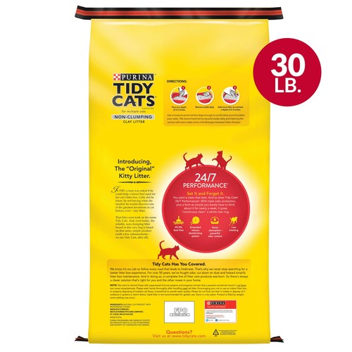 30 lb Box Purina Tidy Cats Non-Clumping Litter, 24/7 Performance Odor Formula, - Picture 6 of 7
