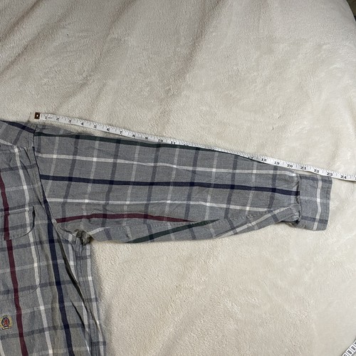 Tommy Hilfiger Classic Fit Męska koszula z małym guzikiem Bawełna Szara Kratka Logo - Zdjęcie 8 z 9