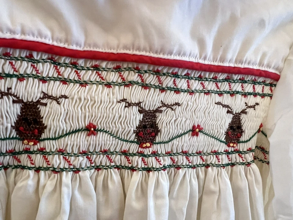 Encantador Vestido de Reno de Navidad Hecho a Mano para Niña (3-5 Años) Foto 3 de 4