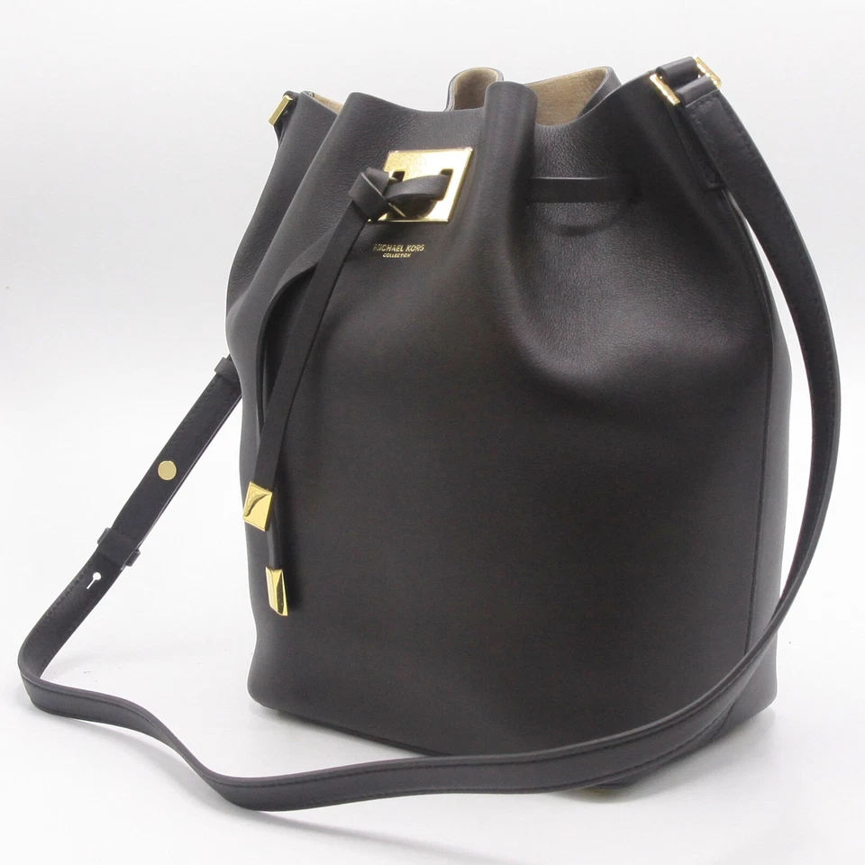 Michael Kors Miranda Large Drawstring Messenger Bag Black Genuine Leather  NWT - Image 2 of 4