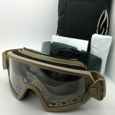 New SMITH OPTICS OUTSIDE THE WIRE Goggles Field Kit Tan w/ Clear & Grey lenses
