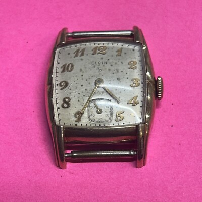 Vintage Elgin Manual Wind 10K RGP Bezel Mens Watch 17-Jewel Not Working 