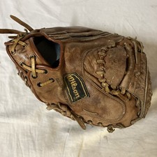 Wilson 2504 Jim Sundberg Baseball Glove Catchers Mitt Brown Leather RHT FS 