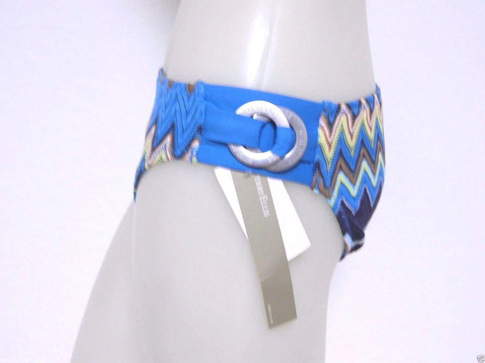 Pantalones de Bikini Perry Ellis Pequeño Azul Chevron Rayas Crochet Nuevo con Etiquetas S Foto 2 de 4