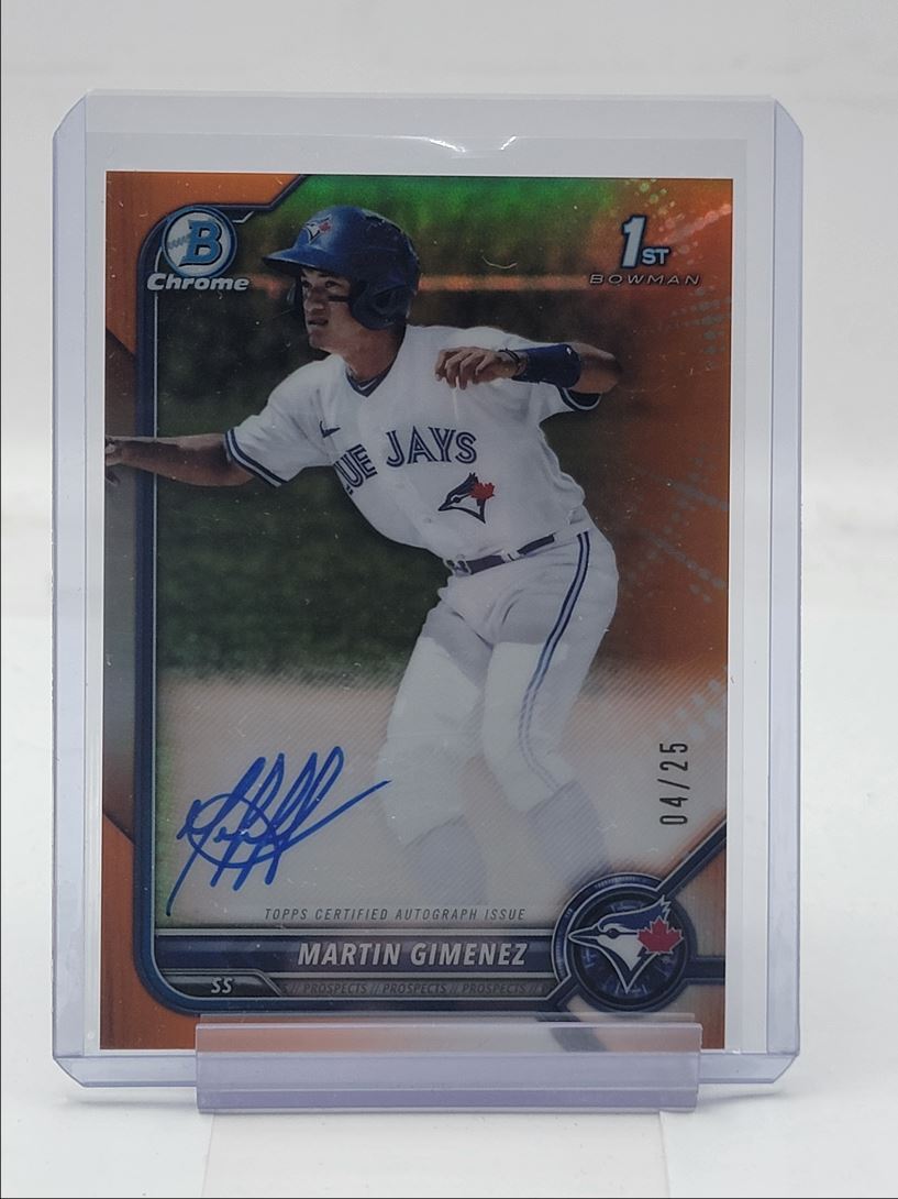 MARTIN GIMENEZ 2022 BOWMAN CHROME 1ST ORANGE REFRACTOR AUTO /25 Q0913